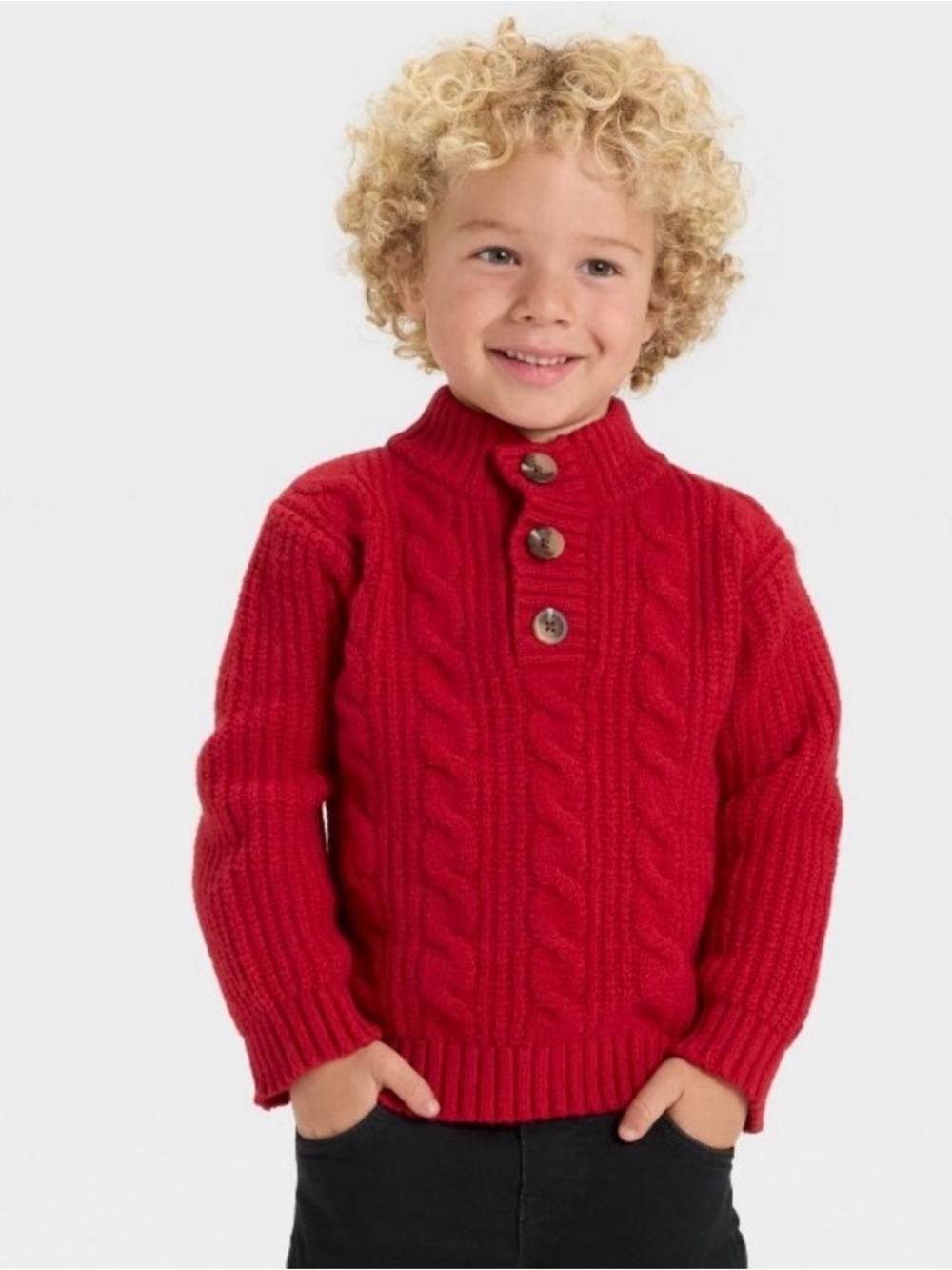 Cat & Jack Toddler Boys Mockneck Knit Sweater red Size 18months nwot
